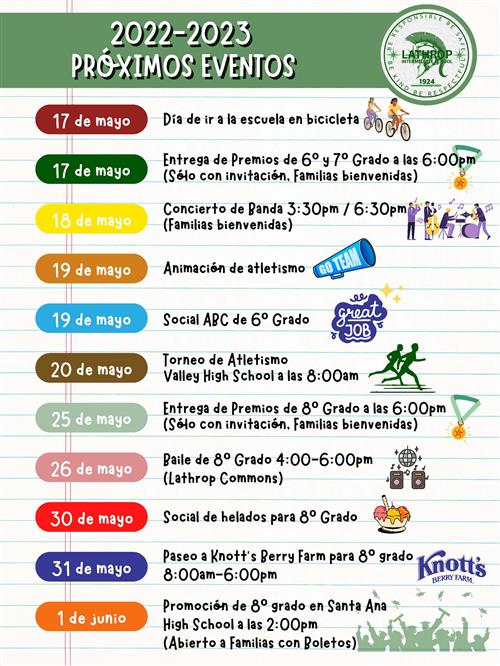 Upcoming Events Spanish